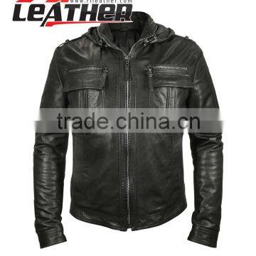 2015 New style men leather jacket hoodie varsity jacket