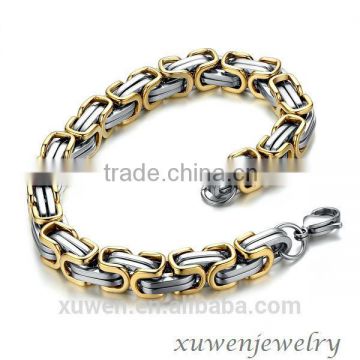 two tone gold plated 316l stainless steel bicycle chain bracelet