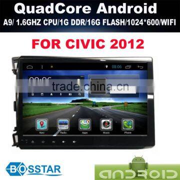 Android DOUBLE DIN car DVD radio stereo audio online gps PC for HONDA CIVIC 2012 with wifi,bluetooth,16g inand IGO MAP