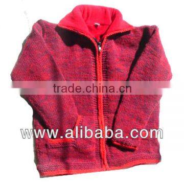 Hand Knitted Woolen Sweater With Zipper Closer