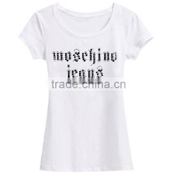 Custom Ladies white t-shirt with studs for wholesale