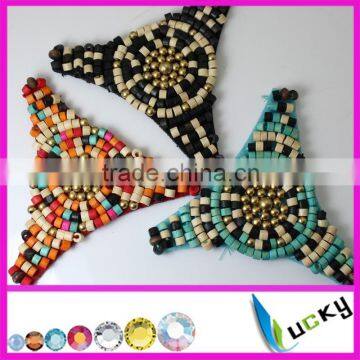 wooden Beads applique 100% handmade rhinestone trim for shoe Decoration