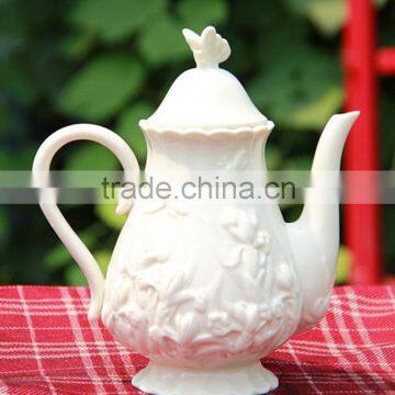 ceramic teapot ceramic white relief teapot