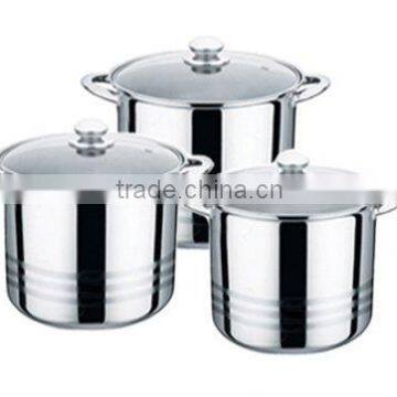 6 pcs Stainless steel stock pot with glass lid