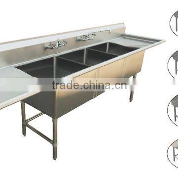 NSF and CSA Approval Three Compartments Stainless Steel Commercial Kitchen Sink photo-4