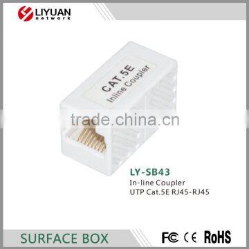 LY-SB43 In-line coupler 180 degree RJ45 keystone connector surface box female to female CAT5e coupler Un-shielded Type