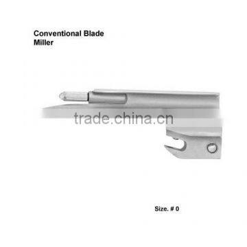 Conventional Laryngoscope Regular Miller Blade Polish / Mirror Finish with German Bulb Size. 0