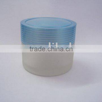 blue ribbed bigger cosmetic bottle with screw cap for cream jar
