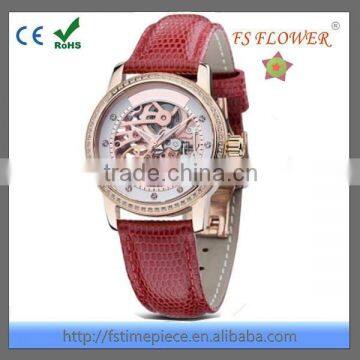 FS FLOWER - High Quality Women's Lady Watches Insets Diamond Skeleton Dial Mechanical Watches