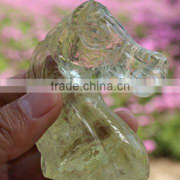 Handmade healing citrine horsehead carving /amimals carved for sale