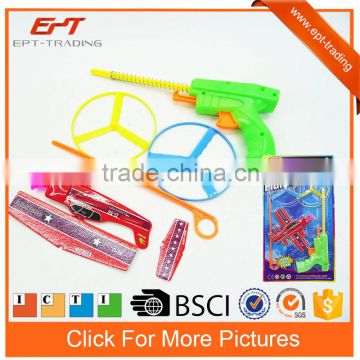 Plastic eject flying plane rubber band gun toy for kids