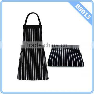 Homwe Adjustable Bib Apron with Pockets In BlackWhite Pinstripe