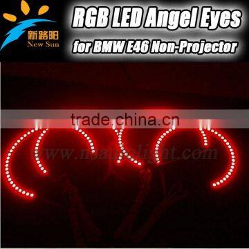 Factory New Design RGB LED Angel Eyes Kit E46 Non-projector Multi-Colour SMD 5050 LED Angel Rings Kit with remote conrol