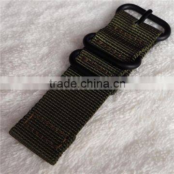 2-Piece PVD Black Nylon Fabric Zulu Watch Strap