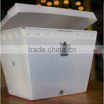 Nestable coroplast storage box with lid