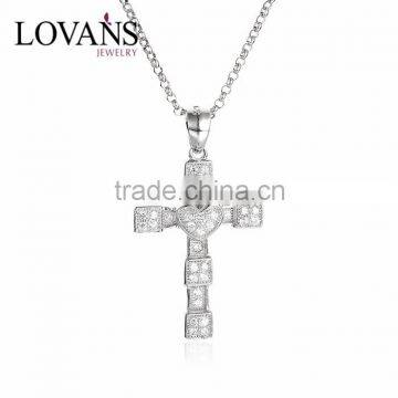 Fashionable 925 Silver Gemstone Cross Necklace