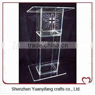 Latest design elegance clear acrylic lectern stand/acrylic podium pulpit lectern