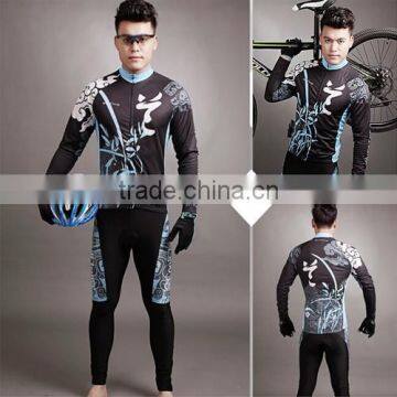 China popular custom long sleeve cycling clothing suit black cool design sportswear