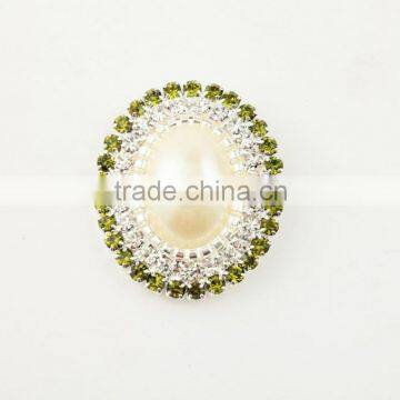 Oval Pearl&Crystal Rhinestone Button for Wedding Invitation Card photo-3