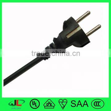 Flat lamp cord plug European 2 pin straight schuko plug