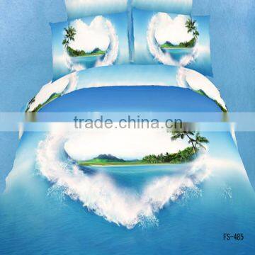 100% cotton printed reactive 3D island scenery bedding sets