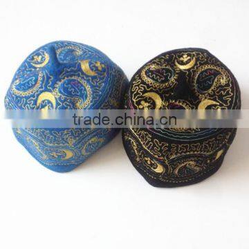 Top 100% wool hand embroidery muslim cap