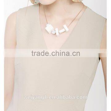 Nude Women Sleeveless Dress With V-collar Party Formal Dress