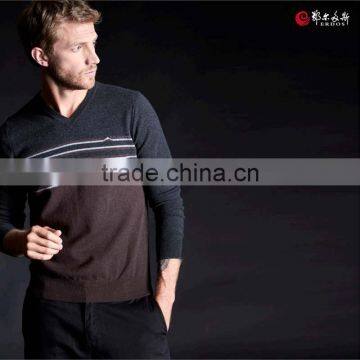 Erdos 2017 Spring Men V Neck Strips Cashmere Sweater photo-2