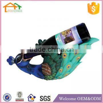 Factory Custom made best home decoration gift polyresin resin peacock wine holder