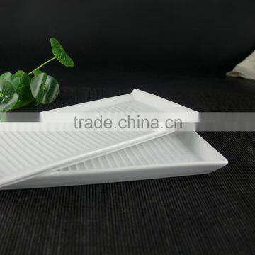 Hotel Rectangle Embossing White Ceramic Plate and Tray photo-4