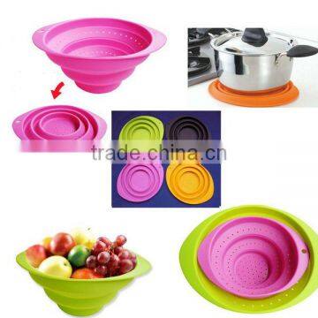 Hot selling convenient food standard silicone foldable storage basket