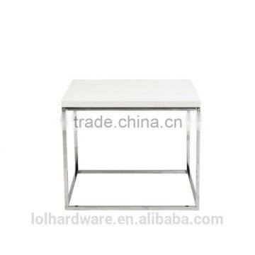 Euro Style Stainless Steel Base Side Table, White Lacquer/Chrome photo-2