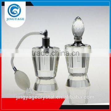 Jingyage high quality fashionable crystal refillable perfume bottle crystal pump perfume bottle or perfume bottle crystal cap