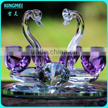 Hot sale crystal animals & crystal swan model & purple crystal wedding gift