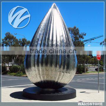 Modern Large Polished Stainless Steel Water Drop Outdoor Statues