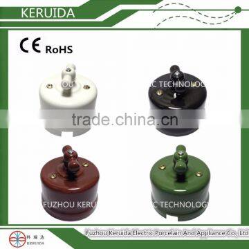 Retro Porcelain Junction Box With Rubber Plug/ceramic Wall Socket & Light Switch photo-5