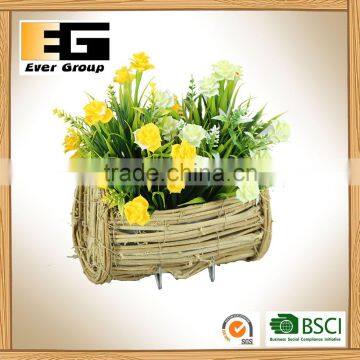 Rattan Flowerpots Handwoven Trays Garden Metal Frame Planter photo-6