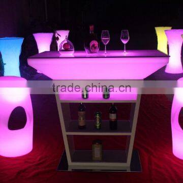 Led Illuminated Home Bar Counter With Stainless Steel Shelf photo-3