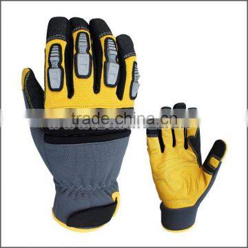 Soft Goatskin Leather Mechanic Working Gloves for Heavy Construction