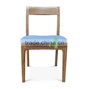 Dining Chair Japanese Style Made From Solid Teak Wood , White Wash Color , Seater With Denim Fabric photo-2