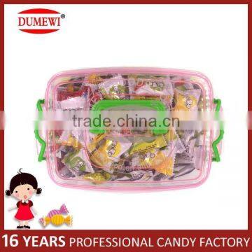 Halal Tablet Center Filled Fruit Hard Candy in Square Jar photo-3