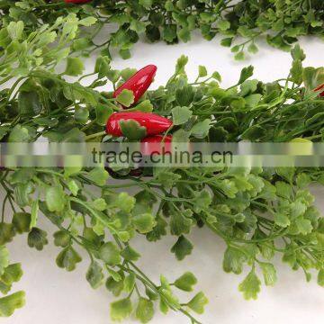 1.6 Meters Artificial Fake Grass Vine Garland With Red Peppers Fruits Vine