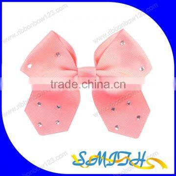 MSD wholesale pink ribbon bow with diamonds for clothing accessories,dress decoration