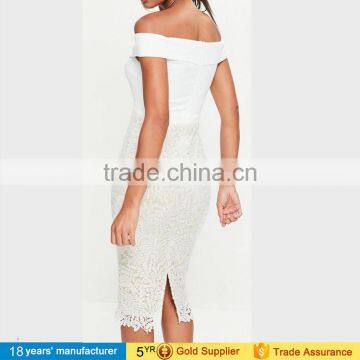 Off Shoulder Beautiful Western Neck Patterns for Ladies Dresses Office Women Wear Party Cocktail Pencil Lace Patchwork 2017 photo-6