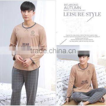 Man Pajamas Cotton Long Sleeve / Cotton Youth Men's Leisure Wear Suits photo-6