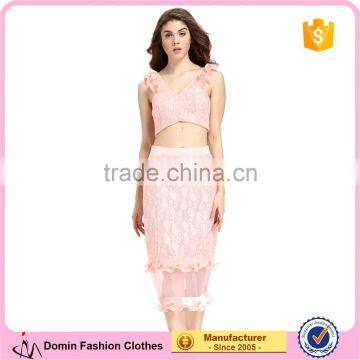 Domin fashion guangzhou factory latest skirt and crop top set