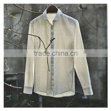 Long sleeve white man linen shirt