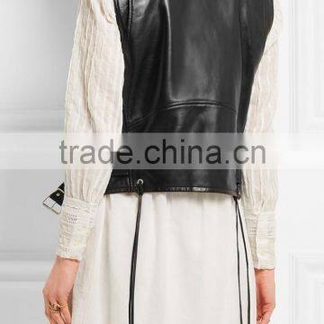 Personalized Latest Design Custom Cheap Lady Leather Vest photo-2