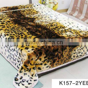 super soft leopard design stamped plush raschel blanket