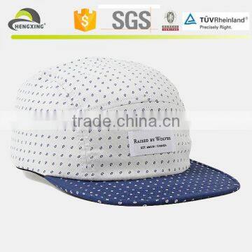 Embroidery design dot pattern cap hat 5 panel camp cap wholesale